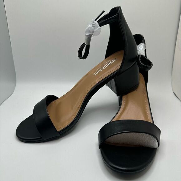 CUSHIONAIRE Women's Alba one band mid block heel sandal +Memory Foam 6.5 BLACK - Picture 7 of 7